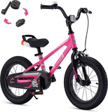 RoyalBaby EZ Kids Bike, 12 - 14 Inch Balance Pedal Convertable Bicycle, Pink | 2-in-1 Switchable, Safer &amp; Easy for Beginners Learn Balancing to Biking, 3-5 Years