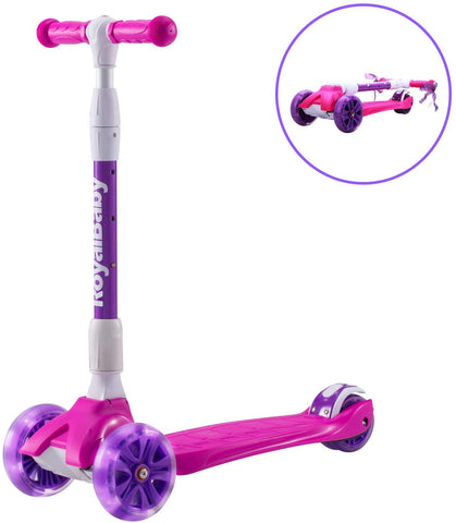 Royalbaby Foldable Kids Scooter for Boys and Girls Ages 3 to 12 Years, Pink Purple Black