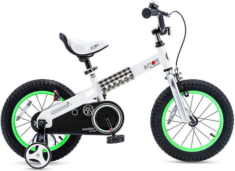 Royalbaby Buttons Kids Bike for Boys and Girls 12 14 16 18 inch, White Green