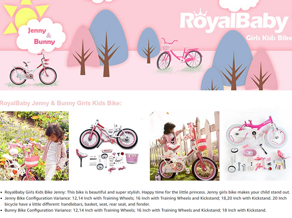 Royalbaby girls kids 2024 bike jenny bunny