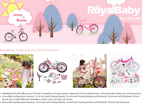 Royalbaby Jenny Princess Girls Kids Bike 12 14 16 18 20 Inch Pink and Little Cycles